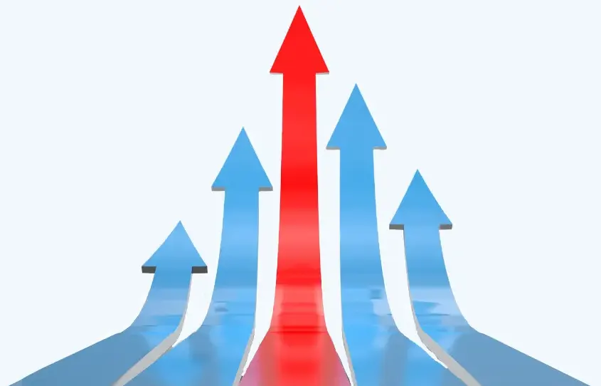 Colored arrows pointing upwards